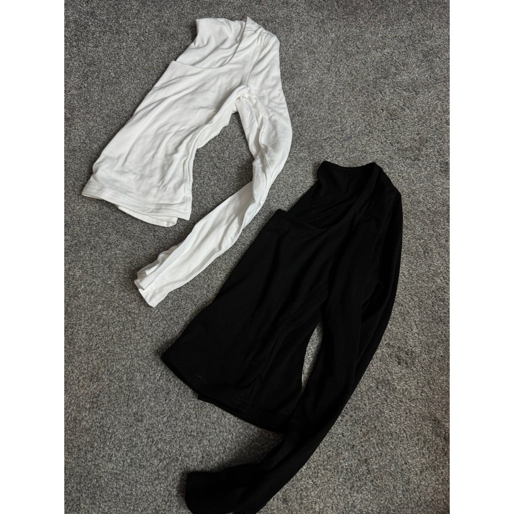 Unbranded Square Neck Long Sleeve Shirt Bundle Black White XXS